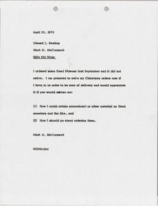 Memorandum from Mark H. McCormack to Edward J. Keating