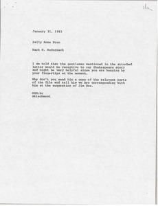 Memorandum from Mark H. McCormack to Sally Anne Egan