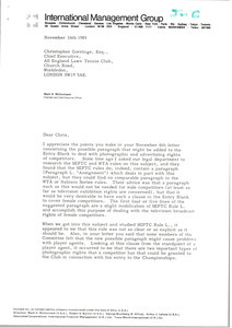 Letter from Mark H. McCormack to Christopher Gorringe