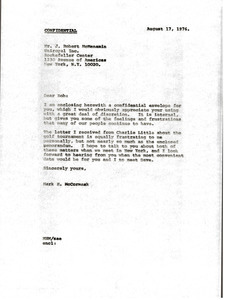 Letter from Mark H. McCormack to J. Robert McMenamin