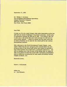 Letter from Mark H. McCormack to Phillip E. Beekman