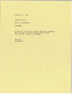 Memorandum from Mark H. McCormack to Hughes Norton