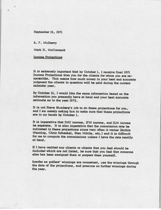 Memorandum from Mark H. McCormack to Al F. Mulberry