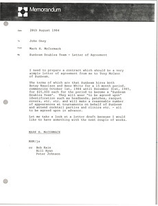 Memorandum from Mark H. McCormack to John Oney