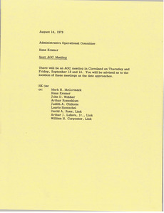 Memorandum from Hans Kramer to administrative operational committee