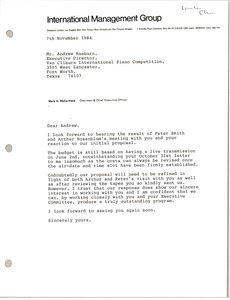 Letter from Mark H. McCormack to Andrew Raeburn