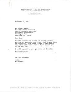Letter from Mark H. McCormack to Robert Brink
