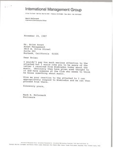 Letter from Mark H. McCormack to Brian Avnet