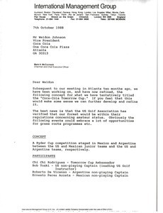 Letter from Mark H. McCormack to Weldon Johnson