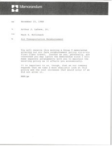 Memorandum from Mark H. McCormack to Arthur J. Lafave Jr.