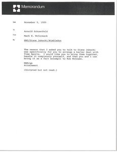 Memorandum from Mark H. McCormack to Arnold Schoenfeld