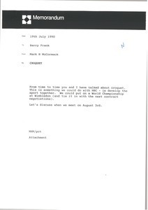 Memorandum from Mark H. McCormack to Barry Frank