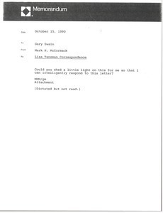 Memorandum from Mark H. McCoramck to Gary Swain