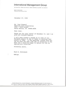 Letter from Mark H. McCormack to Joan Stewart