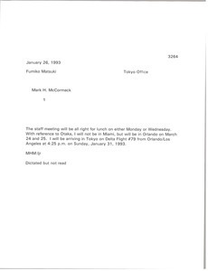 Memorandum from Mark H. McCormack to Fumiko Matsuki