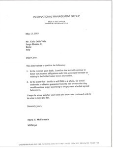 Letter from Mark H. McCormack to Carlo Della Vida