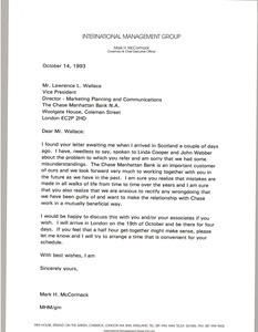 Letter from Mark H. McCormack to Lawrence L. Wallace