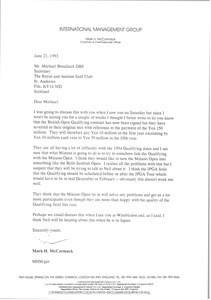 Letter from Mark H. McCormack to Michael Bonallack