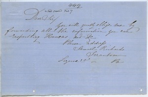 Letter from Samuel Richards to unidentified correspondent