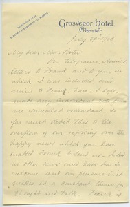Letter from Alfred Tredway White to Florence Porter Lyman