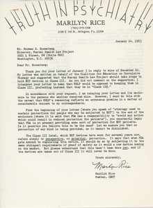 Letter from Marilyn Rice to Norman S. Rosenberg