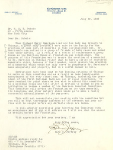 Letter from Harrison Memorial Foundation to W. E. B. Du Bois