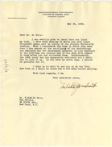 Letter from Melville J. Herskovits to W. E. B. Du Bois