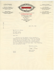 Letter from Brotherhood of Sleeping Car Porters to W. E. B. Du Bois