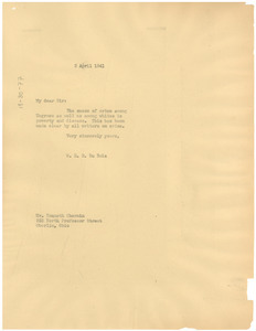 Letter from W. E. B. Du Bois to Kenneth Chernin