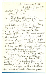 Letter from St. Philip's Church to W. E. B. Du Bois