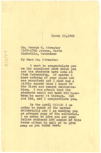 Letter from W. E. B. Du Bois to George Streator