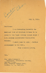 Letter from W. E. B. Du Bois to the Anti-slavery and Aborigines Protection Society