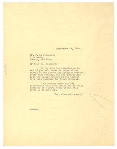 Letter from Crisis to J. E. Spingarn