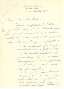 Letter from Helen A. Whiting to W. E. B. Du Bois