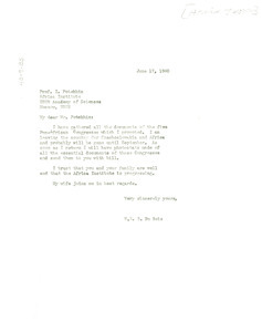 Letter from W. E. B. Du Bois to Africa Institute