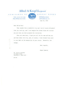 Letter from Alfred A. Knopf, Inc. to W. E. B. Du Bois