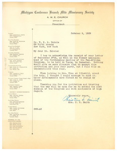 Letter from Christine S. Smith to W. E. B. Du Bois