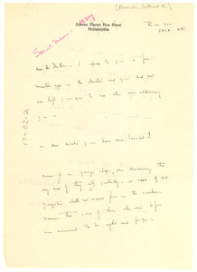Letter from Arthur H. Fauset to W. E. B. Du Bois