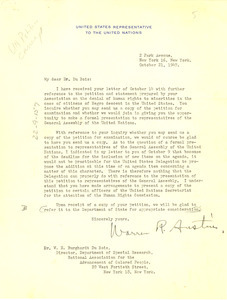 Letter from United Nations to W. E. B. Du Bois