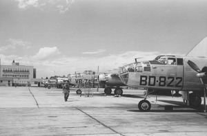 B-25 Mitchell bombers on the tarmac at Lowry ROTC summer camp