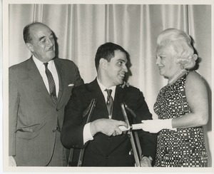 Margaret Milbank Bogert with Dr. George Armstrong and awardee Michael Forese at Institute Day