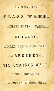 Visit our crockery and house furnishing department, upstairs, Bolton & Neely