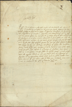 Manuscript from James I to the Archbishops and Bishops of Scotland, 1609