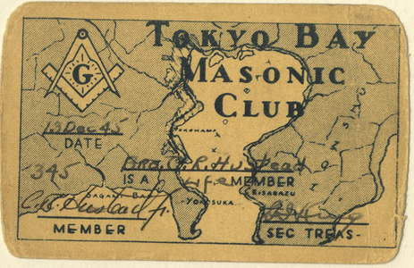 Tokyo Bay Masonic Club membership Card for Charles R. Hustead, Jr.