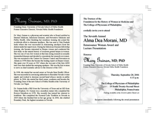 Invitation for the Alma Dea Morani Award ceremony for Mary Guinan