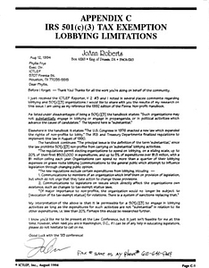 Appendix C: IRS 501(c)(3) Tax Exemption Lobbying Limitations