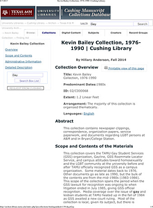 Kevin Bailey Collection, 1976-1990