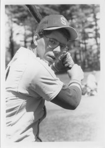 Suffolk University baseball player Larry Chabre, 1986