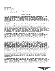 Memorandum to John Joseph Moakley from James P. McGovern regarding meeting with Speaker Foley on El Salvador