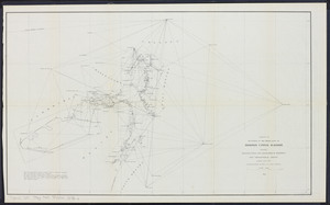 Sketch of re-survey of the wharf lines of Boston upper harbor: showing triangulation and geographical positions, and topographical sheets